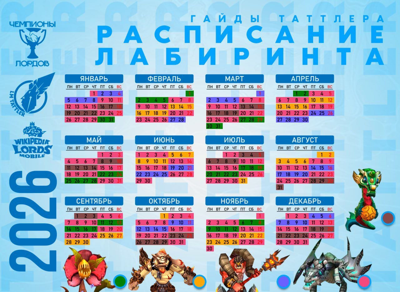 Розклад Лабіринту Lords Mobile на 2026 рік